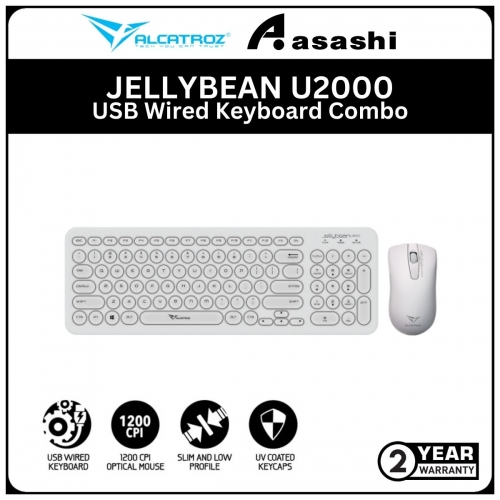 Alcatroz JELLYBEAN U2000-White USB Wired Keyboard Combo (1 yrs Limited Hardware Warranty)