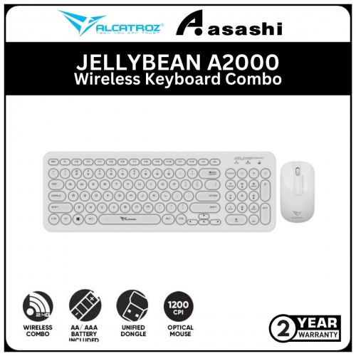 Alcatroz JELLYBEAN A2000-White White Wireless Keyboard Combo (1 yrs Limited Hardware Warranty)