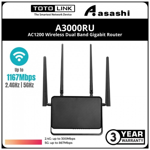 Totolink A3000RU AC1200 Wireless Dual Band Gigabit Router