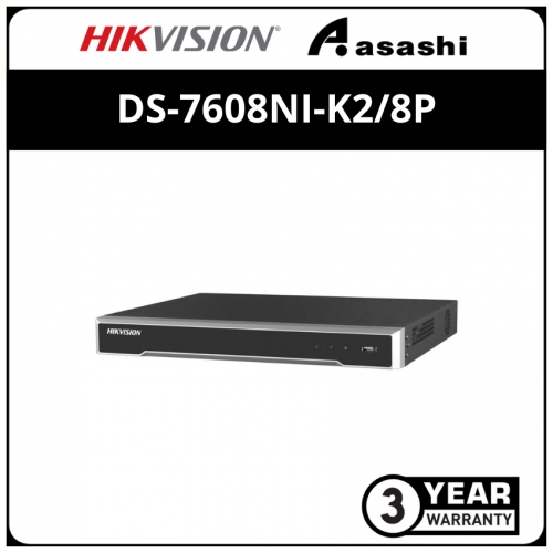 Hikvision DS-7608NI-K2/8P 8Channel 8MP POE Network Video Recorder (W/O HDD)