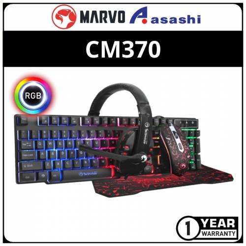 Marvo MK-CM370 Gaming Keyboard Mouse Headset Combo (1 yrs Limited Hardware Warranty)