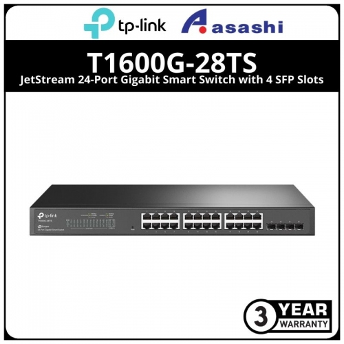 TP-Link T1600G-28TS JetStream 24-Port Gigabit Smart Switch with 4 SFP Slots