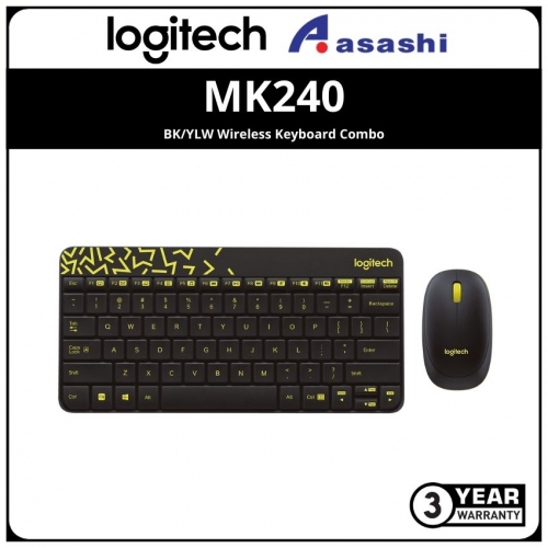 PROMO - Logitech MK240-BK/YLW Wireless Keyboard Combo With Nano Dongle (3 yrs Limited Hardware Warranty)