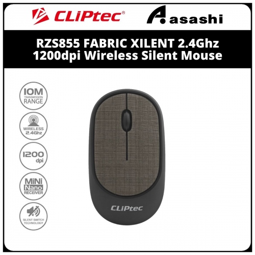 CLiPtec RZS855 (Brown) FABRIC XILENT 2.4Ghz 1200dpi Wireless Silent Mouse (6 month Limited Hardware Warranty)
