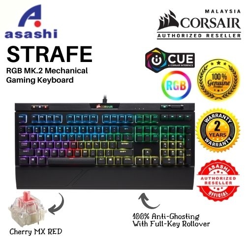 CORSAIR STRAFE RGB MK.2 Mechanical Gaming Keyboard - CHERRY MX Red