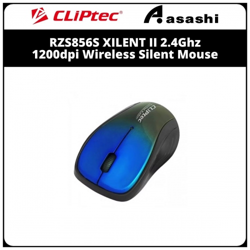 CLiPtec RZS856S (Blue/BK) XILENT II 2.4Ghz 1200dpi Wireless Silent Mouse (6 month Limited Hardware Warranty)