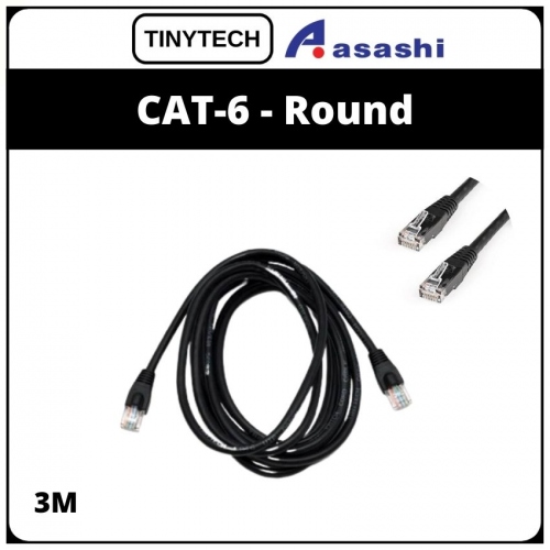Tinytech CAT 6 Round Network Cable-3M (1 week Limited Hardware Warranty)