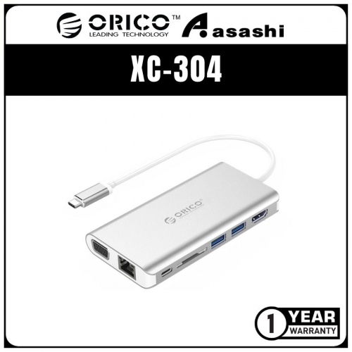 ORICO XC-304 Type-C 8 in 1 Multifunction Docking Station Type-C*1(charge), HDMI*1, USB3.0*2, RJ45*1, SD*1, Audio*1, VGA*1