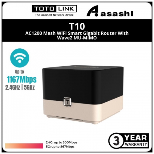 Totolink T10 (Single Pack) AC1200 Mesh WiFi Smart Gigabit Router With Wave2 MU-MIMO