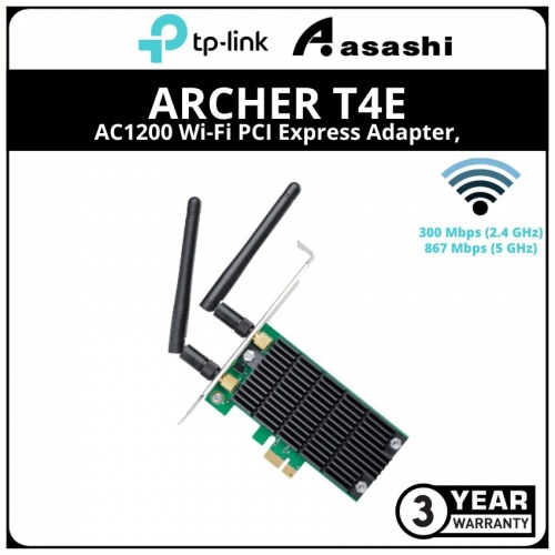 TP-Link Archer T4E AC1200 Wi-Fi PCI Express Adapter, 867Mbps at 5GHz + 300Mbps at 2.4GHz, Beamforming