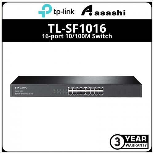 Tp-Link TL-SF1016 16-port 10/100M Switch, 16 10/100M RJ45 ports, 1U 19-inch rack-mountable steel case