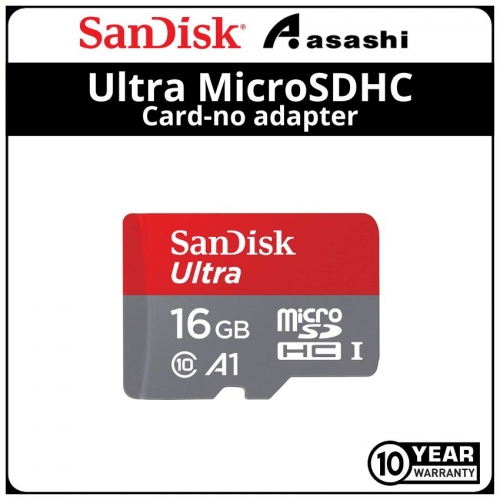 Sandisk (SDSQUAR-016G-GN6MN) Ultra 16GB UHS-I Class10 MicroSDHC Card w/o Adapter - Up to 98MB/s Read Speed