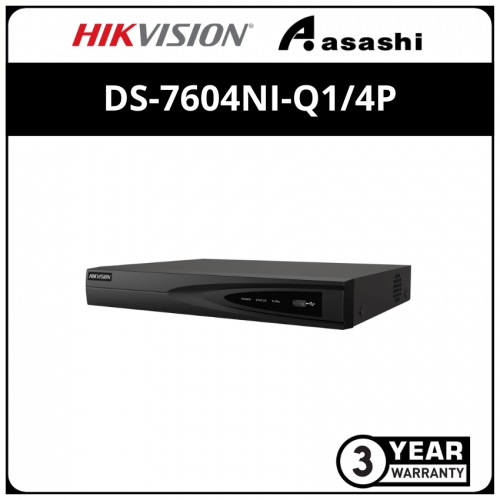 Hikvision DS-7604NI-Q1/4P 4-Channel 4K Plug and Play Network Video Recorder with PoE (W/O HDD)