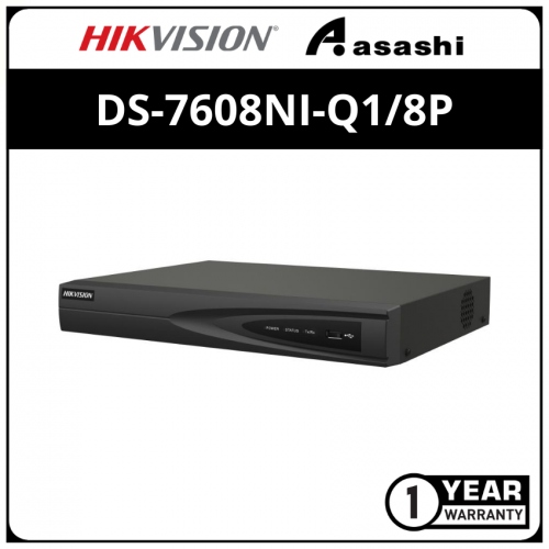 Hikvision DS-7608NI-Q1/8P 8-Channel 4K Plug and Play Network Video Recorder with PoE (W/O HDD)