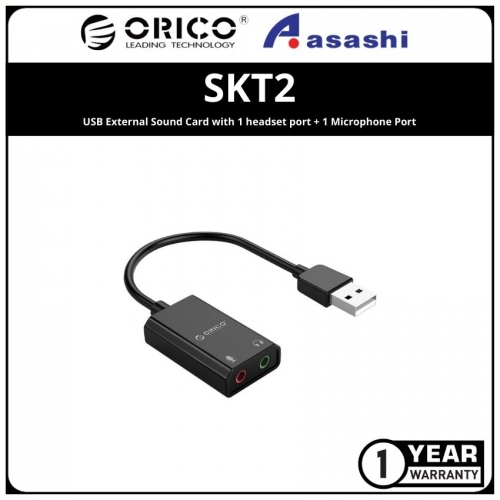 ORICO SKT2 USB External Sound Card with 1 headset port + 1 Microphone Port (1 yrs Limited Hardware Warranty)