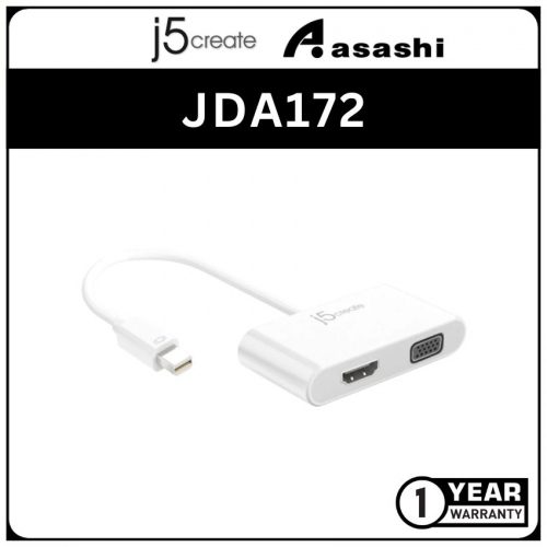 J5Create JDA172 Mini Display Port to HDMI / VGA (2in1) Video Adapter (2 yrs Limited Hardware Warranty)