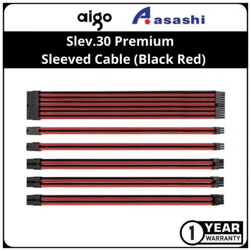 Slev.30 Premium Pre-Braided Modding Sleeved Cable (Black Red)
