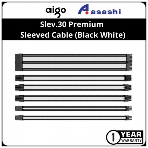 Slev.30 Premium Pre-Braided Modding Sleeved Cable (Black White)