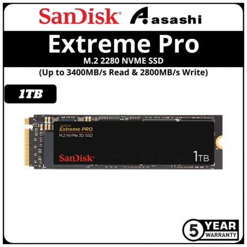 Sandisk E81 Extreme Pro 1TB M.2 2280 NVME SSD (Up to 3400MB/s Read & 2800MB/s Write)
