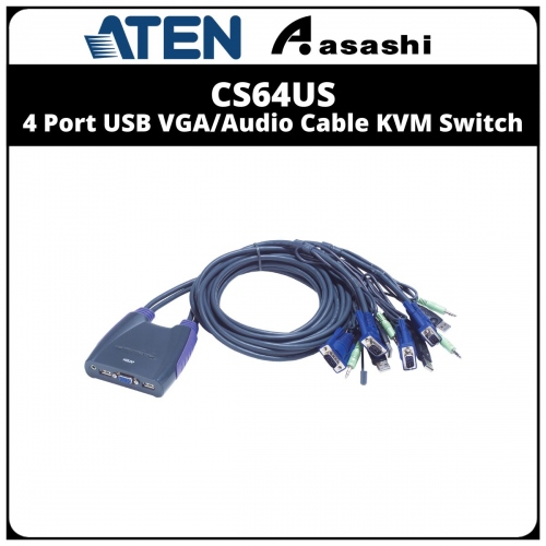 ATEN CS64US 4 Port USB VGA/Audio Cable KVM Switch 0.9m / 1.2m