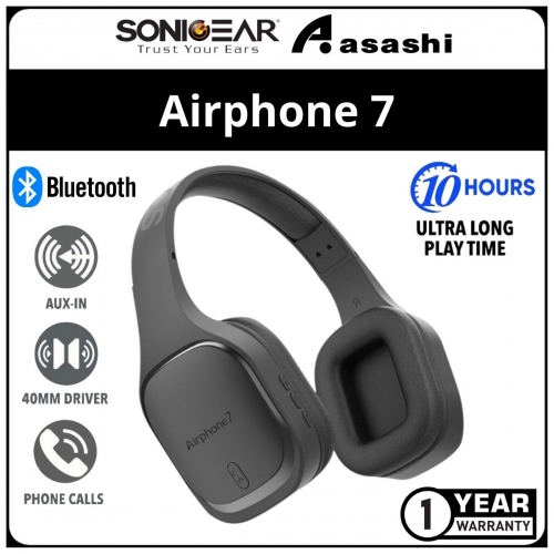 Sonic Gear Airphone 7 (Gun Metal) Bluetooth Headset (1 yrs Limited Hardware Warranty)