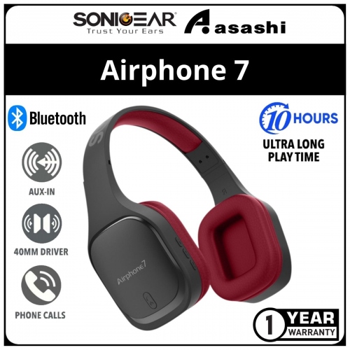 Sonic Gear Airphone 7 (Maroon) Bluetooth Headset (1 yrs Limited Hardware Warranty)