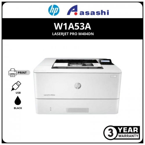 HP Laserjet Pro 400 M404DN Printer W1A53A (Print/Dulplex/Network/38ppm/256MB/80k Duty Cycle/3yrs Warranty)