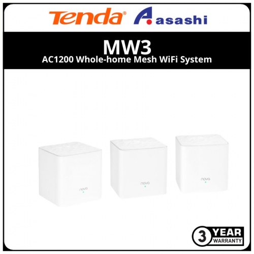 TENDA MW3(3-Pack) AC1200 Whole-home Mesh WiFi System
with 2 fast ethernet RJ45 ports .