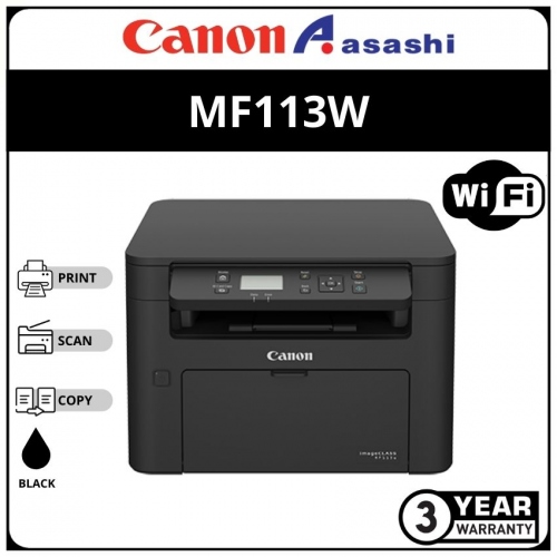 Canon Mf113w Imageclass Laser Printer (Print/Scan/Copy/Network/Wireless/22ppm/3Yr)