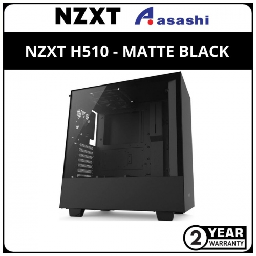NZXT H510 - MATTE BLACK - Compact Mid-Tower Case with Tempered Glass (CA-H510B-B1)