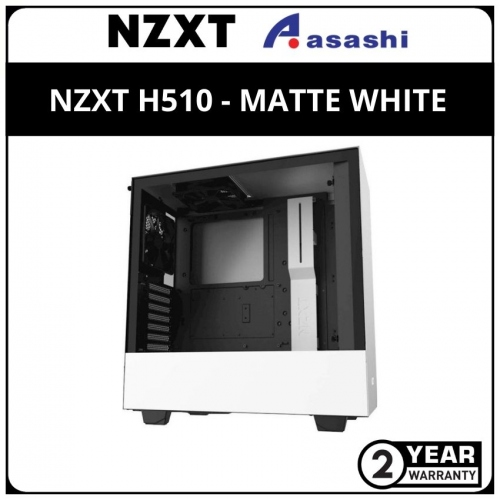 NZXT H510 - MATTE WHITE - Compact Mid-Tower Case with Tempered Glass (CA-H510B-W1)