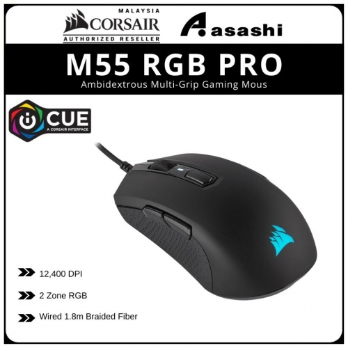Corsair M55 Black RGB PRO Ambidextrous Multi-Grip Gaming Mouse [CH-9308011-AP]