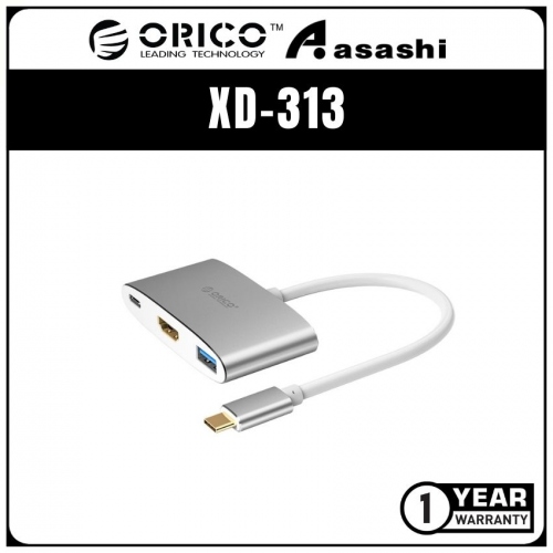 ORICO XD-313 Aluminium Type-C to HDMI/USB3.0/Type-C PD Docking Station (1 yrs Limited Hardware Warranty)