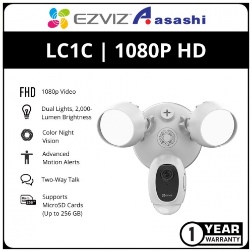 Ezviz LC1C 3in1 Outdoor Smart Security Alarm Solution - Full HD Wireless WiFi Camera+2000 Lumens Spotlights+100GB Siren