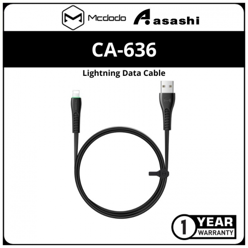 Mcdodo CA-6361 (Black) Flying Fish Series Lightning Data Cable with LED Light - 1.2m