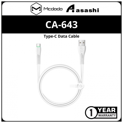 Mcdodo CA-6430 (White) Flying Fish Series Type-C Data Cable with LED Light - 1.2m