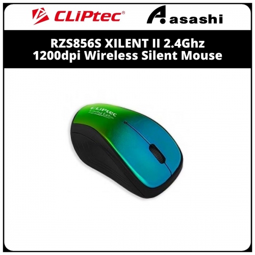 CLiPtec RZS856S (Green/BL) XILENT II 2.4Ghz 1200dpi Wireless Silent Mouse (6 month Limited Hardware Warranty)