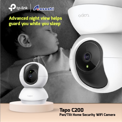 TP-Link Tapo C200 Pan/Tilt Home Security WiFi Camera , Day/Night view,1080p Full HD Resolution , Micro SD Card Storage(Up To 128GB).