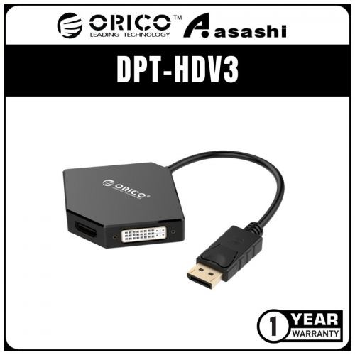 ORICO DPT-HDV3 DisplayPort to HDMI / DVI / VGA Adapter (1 Year Limited Warranty)