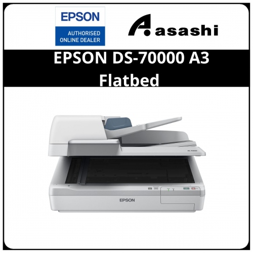 EPSON DS-70000 A3 Flatbed with ADF, Simplex/Duplex, 70ppm/ 140ipm, 8k daily duty cycle, Flatbed: 600 x 600 dpi, ADF: 600 x 600 dpi, 4-line colour CCD, 200 sheets ADF (Optional Network Interface Panel).Software bundled: Epson Scan, ABBYY FineReader (Win/Mac), Document Capture Pro (Win), Epson Event Manager (Mac).