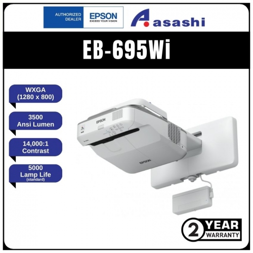 Epson EB-695Wi Ultra-Short Throw Interactive 3500 Ansi Lumensi WXGA 3LCD Projector
