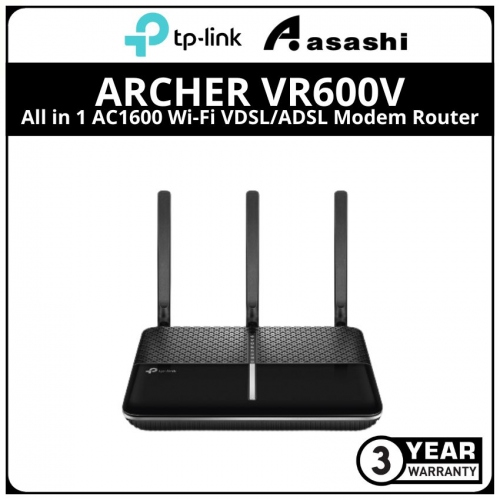 TP-LINK Archer VR600V All in 1 AC1600 Wi-Fi VDSL/ADSL Modem Router.