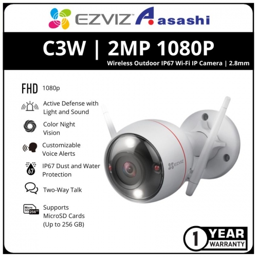 EZVIZ C3W Color Night Vision 2MP 1080P Wireless Outdoor IP67 Wi-Fi IP Camera with Remote Activated Alarm & Flash Light System - 2.8mm