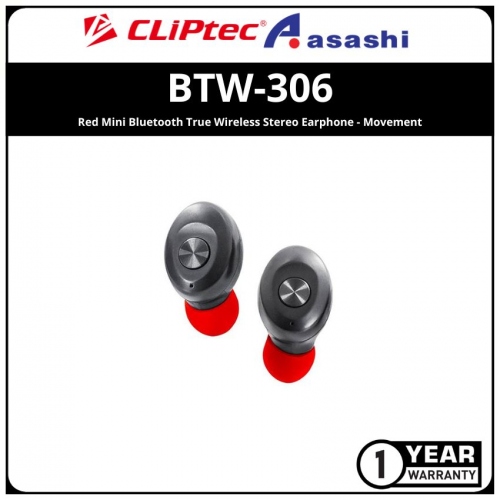 CLiPtec BTW-306 Red Mini Bluetooth True Wireless Stereo Earphone - Movement