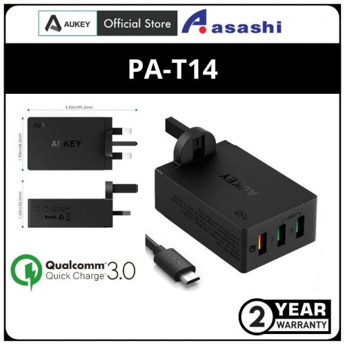 AUKEY PA-T14 3 Port USB Qualcomm Quick Charge 3.0 Travel Charger