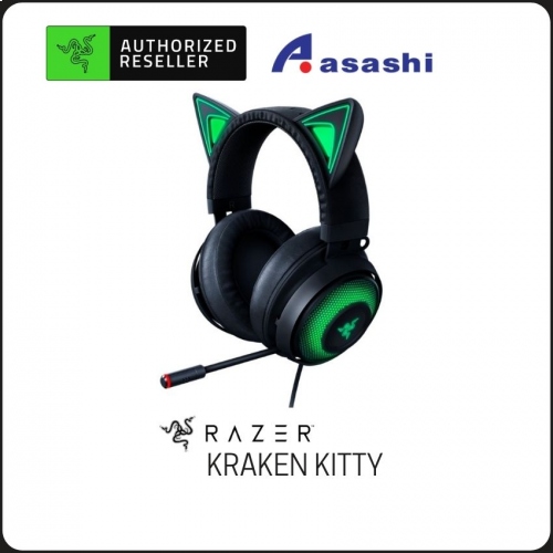 Razer Kraken Kitty - Black (Chroma Kitty Ears & Earcups, Stream-reactive Lighting, ANC Mic, THX Spatial Audio, Cooling-gel Cushions) RZ04-02980100-R3M1
