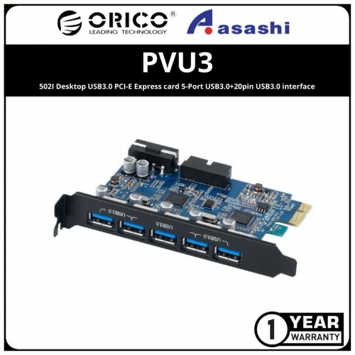ORICO PVU3‐502I Desktop USB3.0 PCI‐E Express card 5-Port USB3.0+20pin USB3.0 interface
