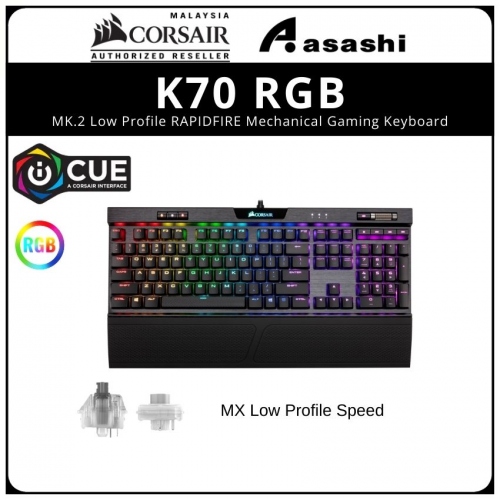 Corsair K70 RGB MK.2 Low Profile RAPIDFIRE Mechanical Gaming Keyboard - Cherry MX Low Profile Speed