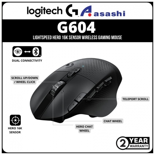 EOL Logitech G604 LightSpeed Hero 16k Sensor Wireless Gaming Mouse (910-005651)