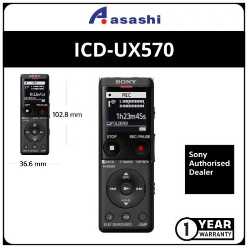 Sony ICD-UX570FBCE (Black) 4GB Recorder (1 yr Manufacturer Warranty)